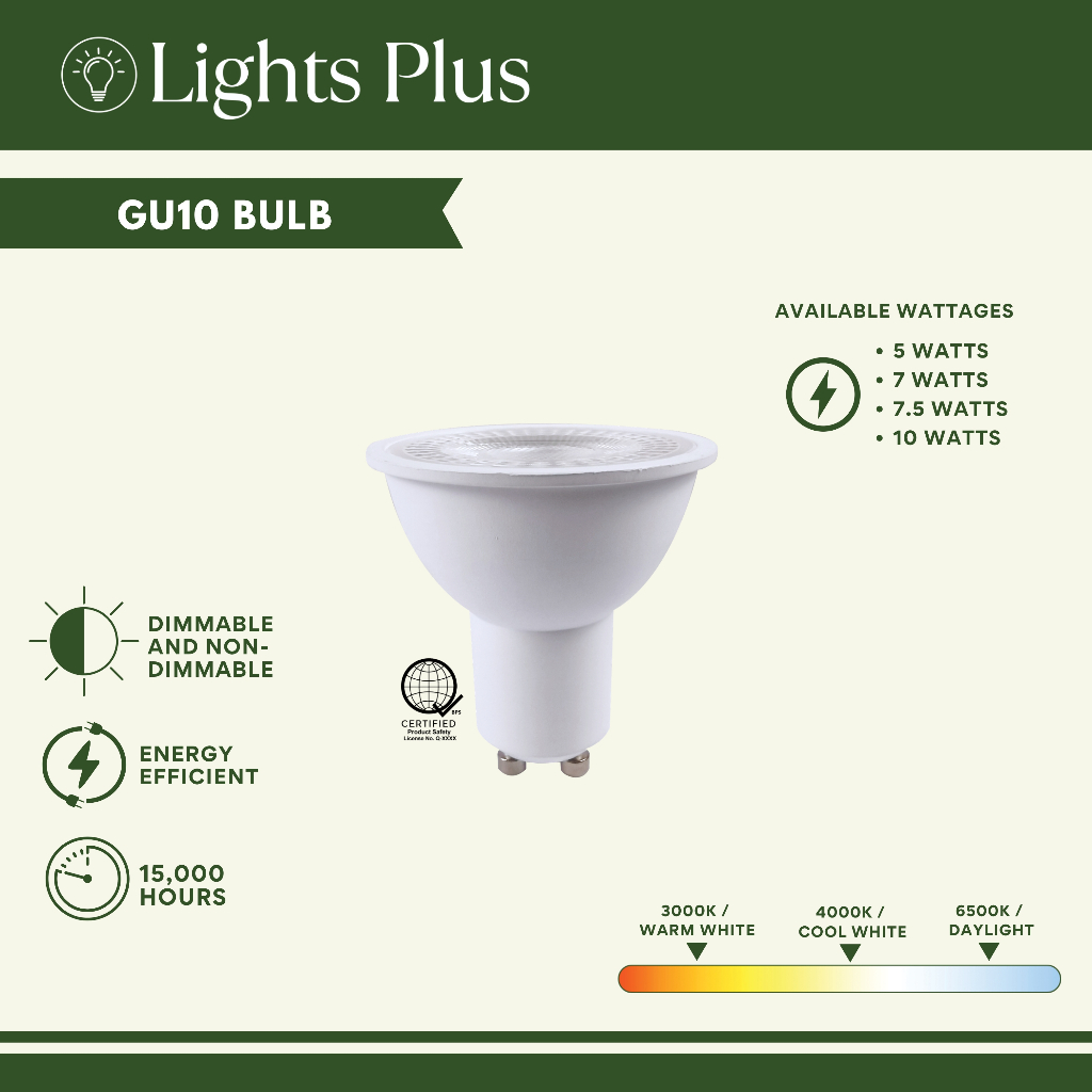 LED GU10 Spotlight Bulb 5W, 7W, 10W Non Dimmable and Dimmable (Warm ...