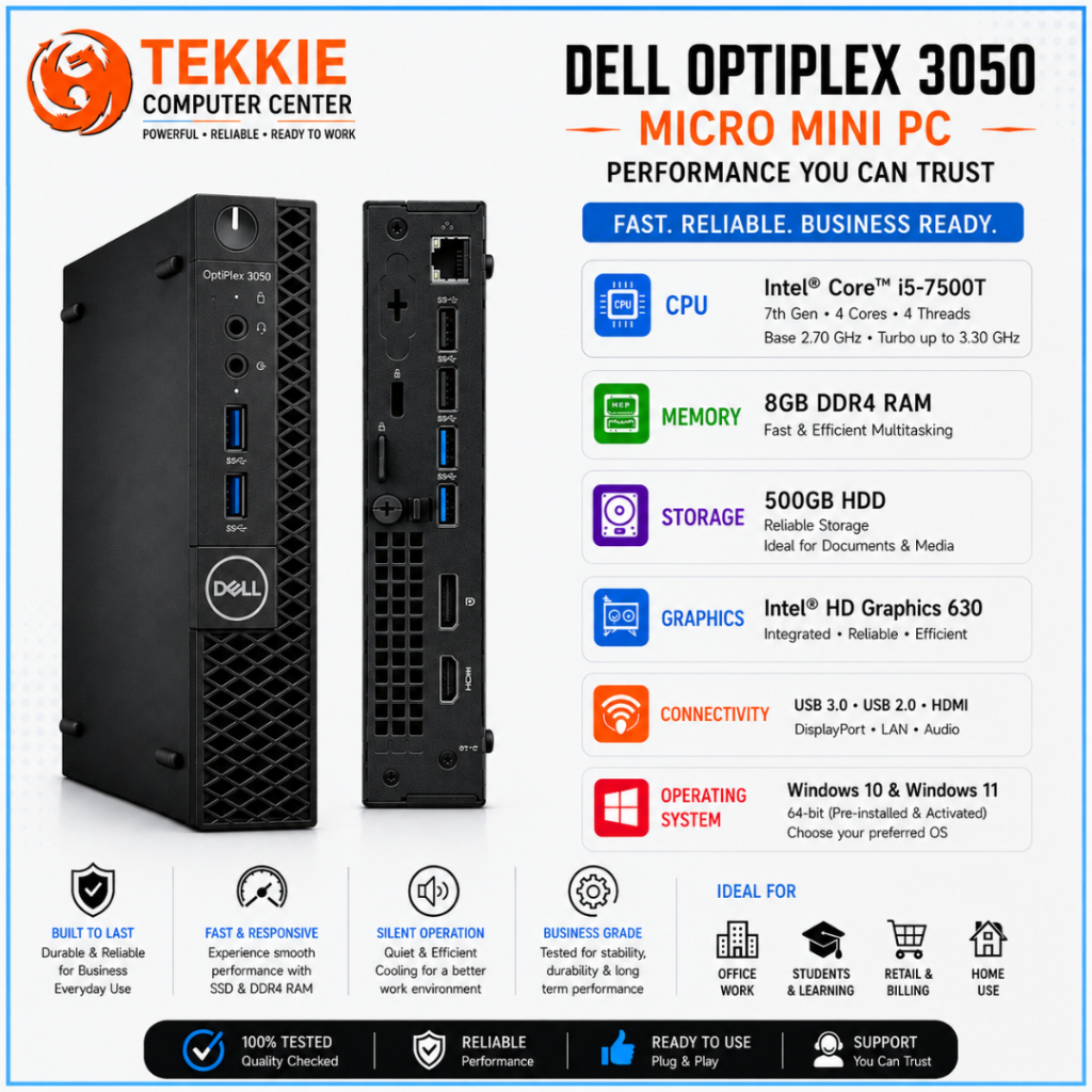 Dell OptiPlex 3050 Micro Mini PC i5-7500T 8GB DDR4 256GB SSD