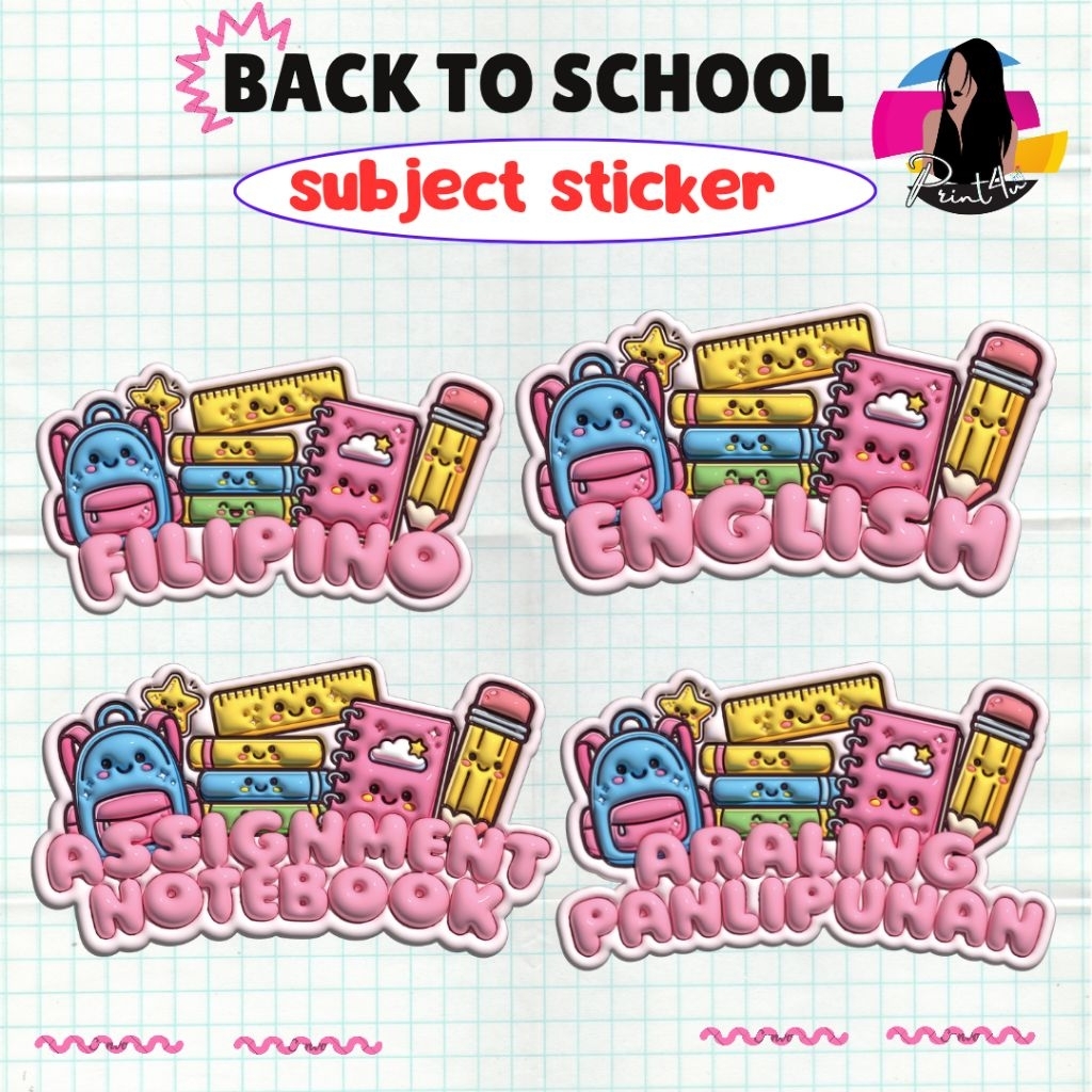 Kawaii Pink TRENDY Notebook Subject Labels Aesthetic Cute Stickers for ...