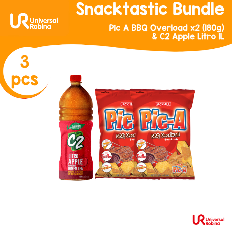 [SNACKTASTIC BUNDLE] Pic‑A BBQ Overload 180g x2 + C2 Apple Litro 1L ...