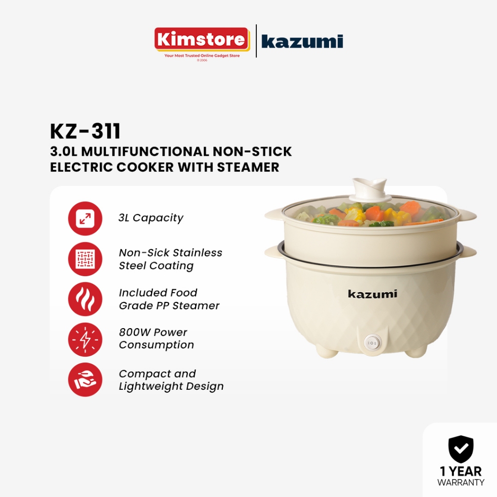 Kazumi KZ-311 3.0L Multifunctional Non-Stick Electric Cooker with ...