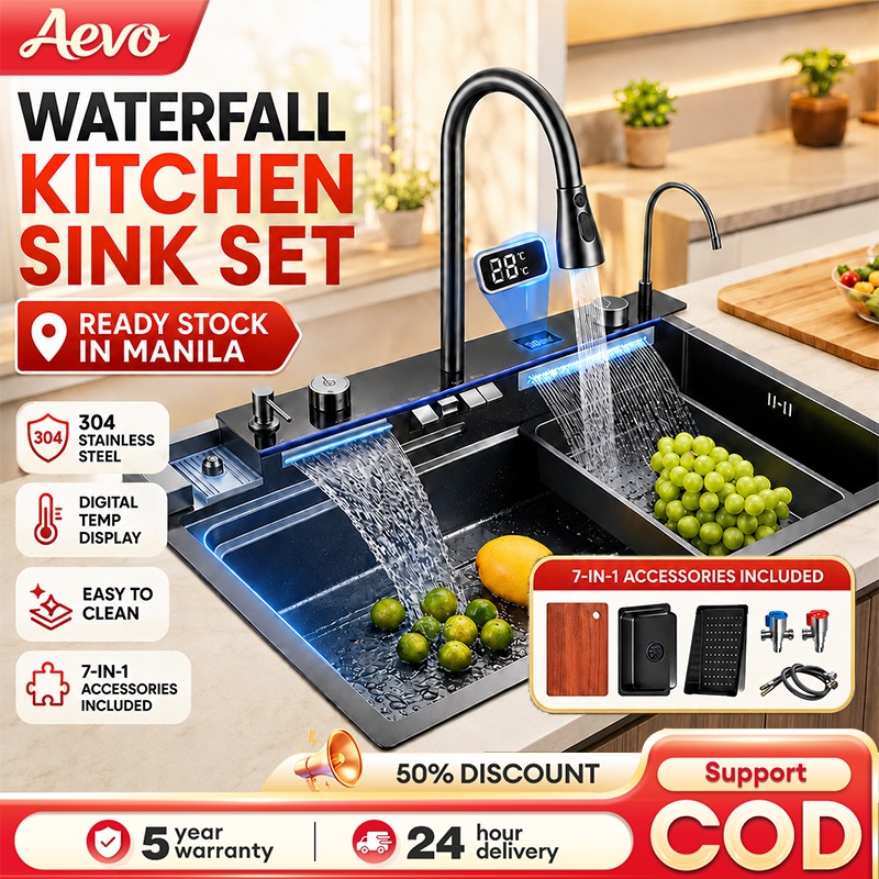 Modern Smart Sink Stainless For Kitchen Lababo Double Waterfall Piano ...