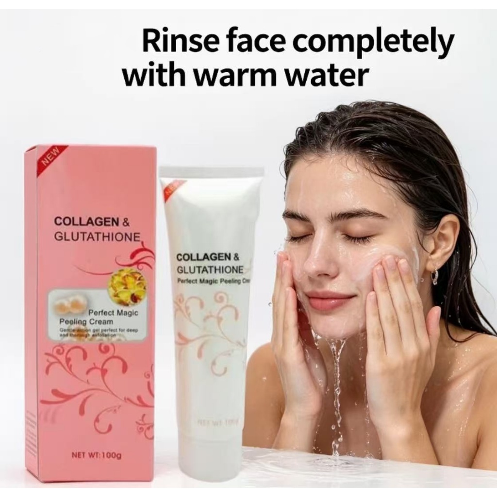 how to use collagen and glutathione peeling cream with used clean brighten the face, whitening and moisturizing skin care 100g Nature Beauty Collagen & Glutathione