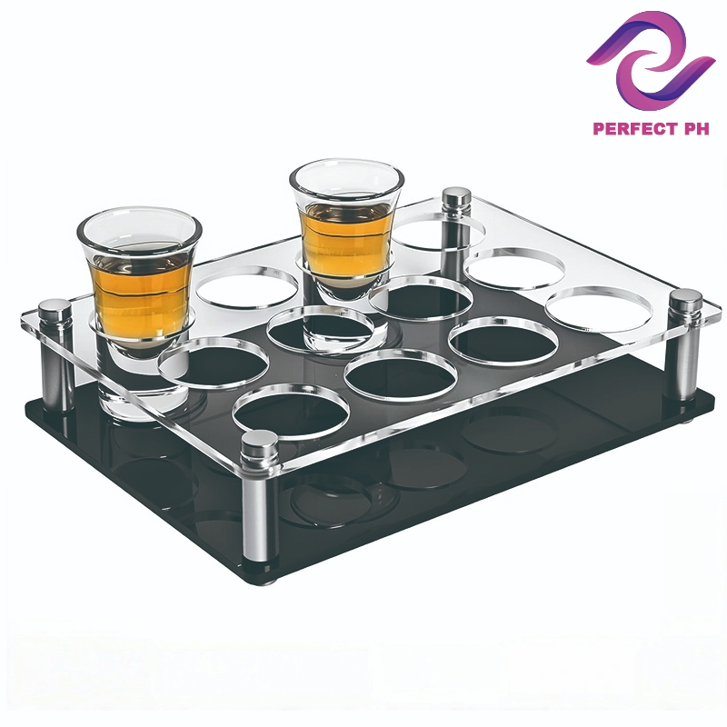 PERFECTPH Glass Cup Tray Rack Save Space Round Holes Glasses Holder ...