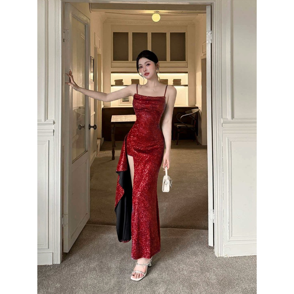 red glitter dress cocktail dress formal elegant christmas party for woman plus size