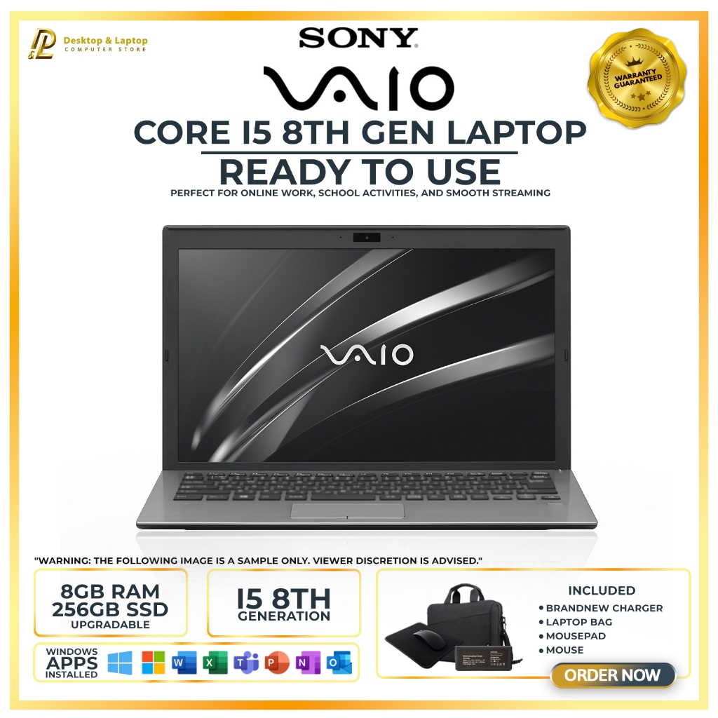 K*カ様 SONY VAIO i5 8th Gen 8GB 128GB SSD SONY VAIO LAPTOP || i5 8TH GEN || 8/256 SSD || Windows 10 || READY