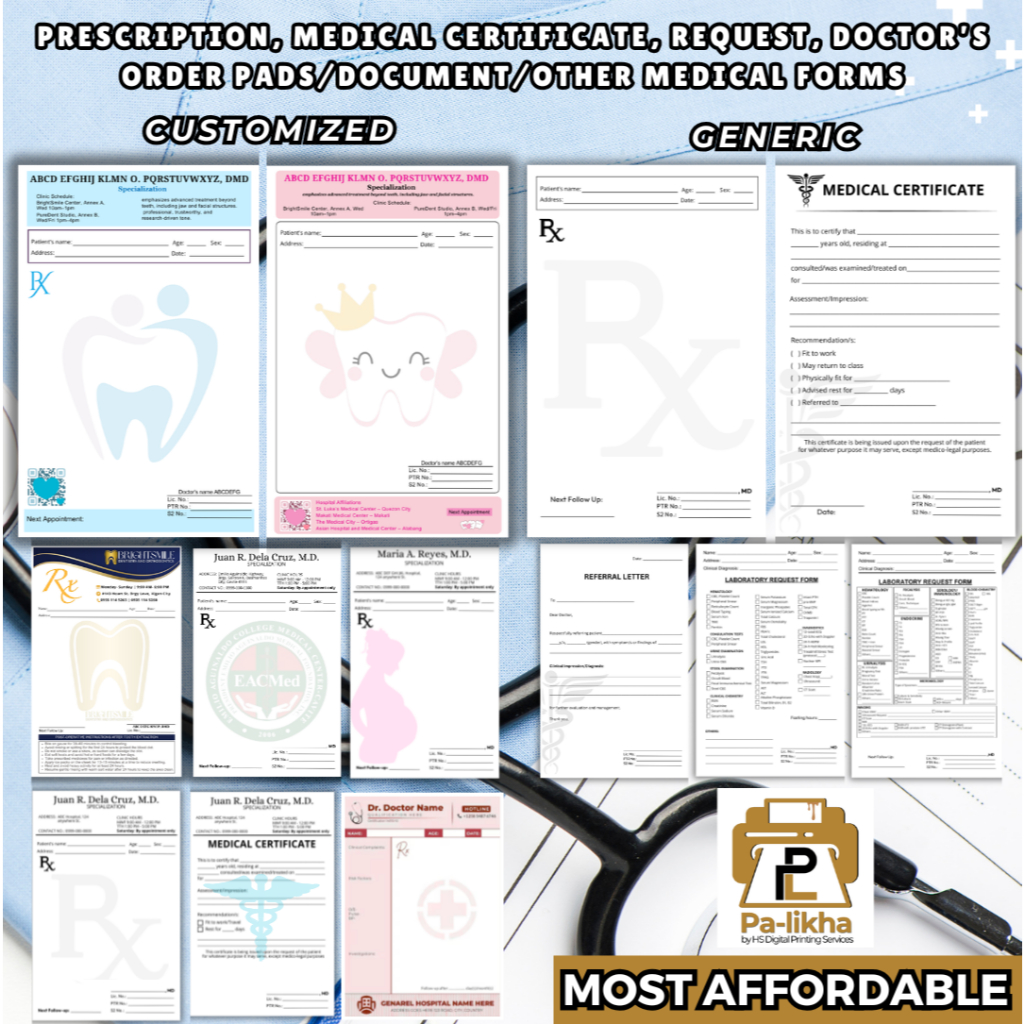 customized/generic prescription pad, rx reseta, lab request and medical ...