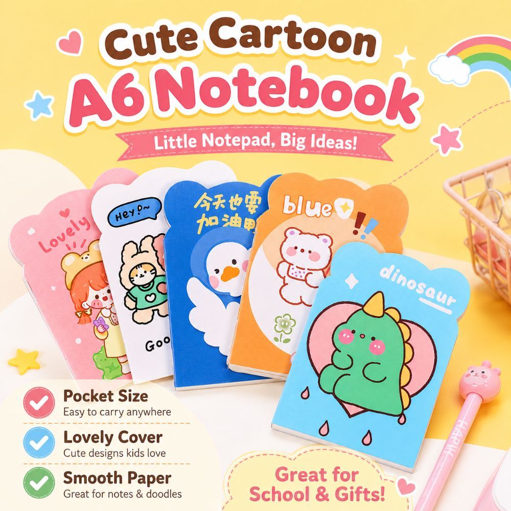 Cartoon A6 Mini Notebook Cute Design Small Notepad Children Student ...