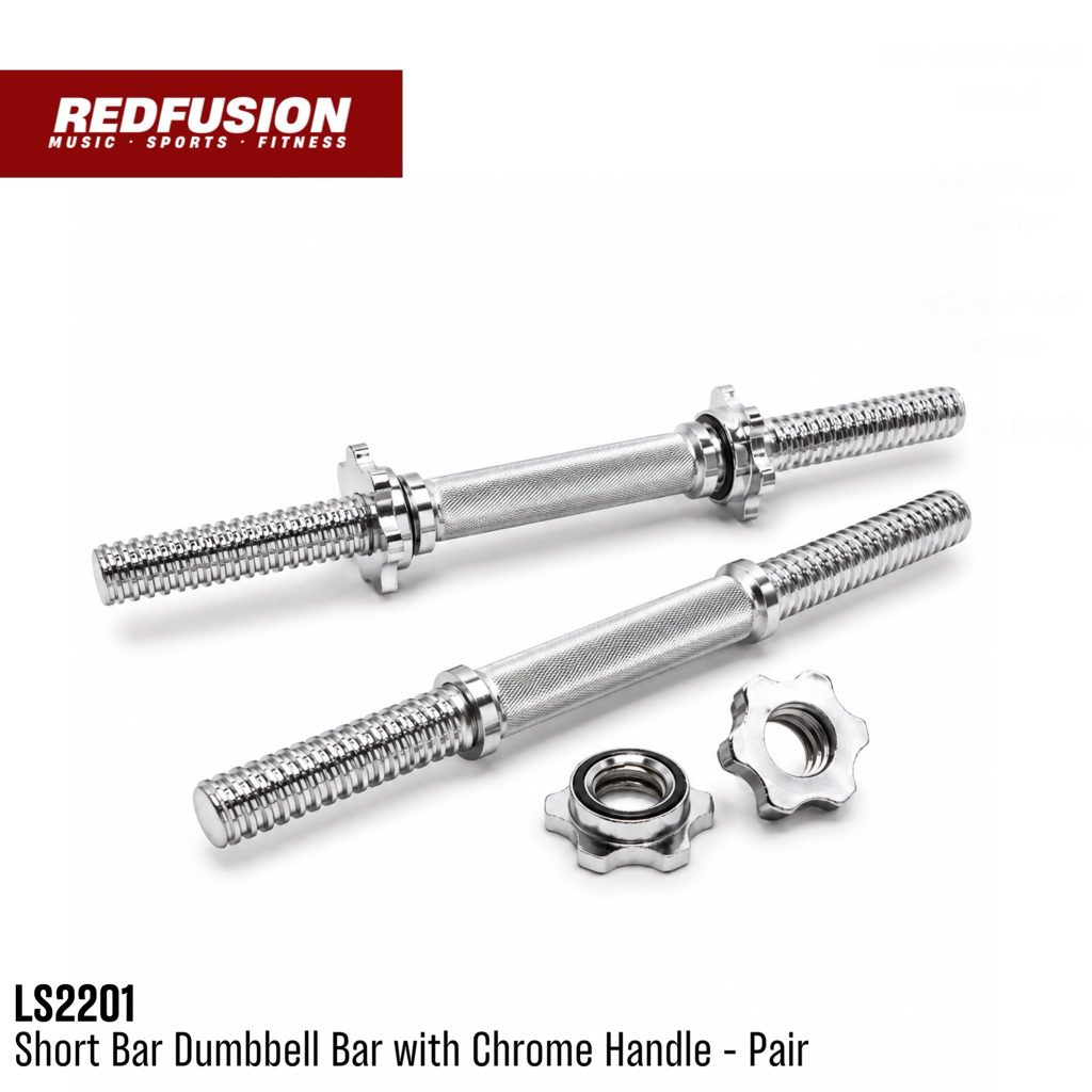 PAIR Chrome Dumbbell Short Bar Threaded Dumbbell Handles/Adjustable ...