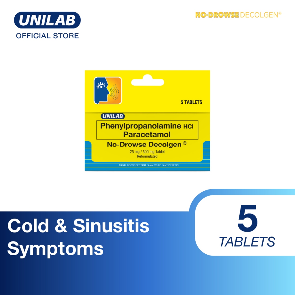 Unilab No Drowse Decolgen 5 Tablets - No-Drowse Relief from Cold ...