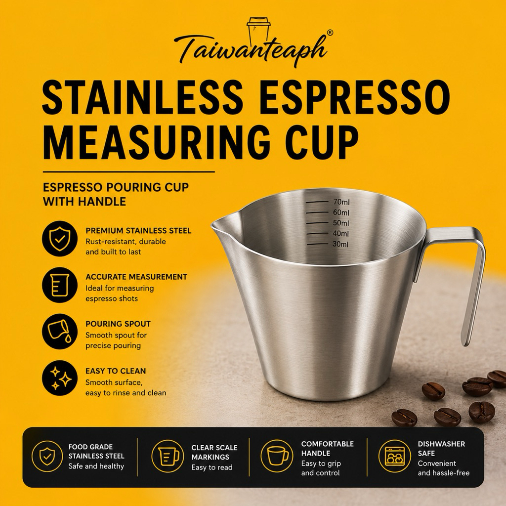 Stainless Steel Espresso Pouring Cup with Handle Barista Coffee Milk ...