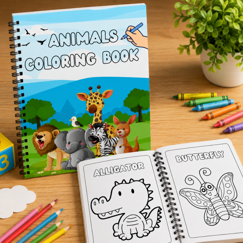 Coloring Book for Kids | Animals, Vehicles, Fruits & Vegetables, and ...