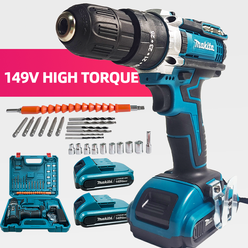 Lithium-Ion Cordless Drill 149V with 2*Battery Original Wireless Hammer ...
