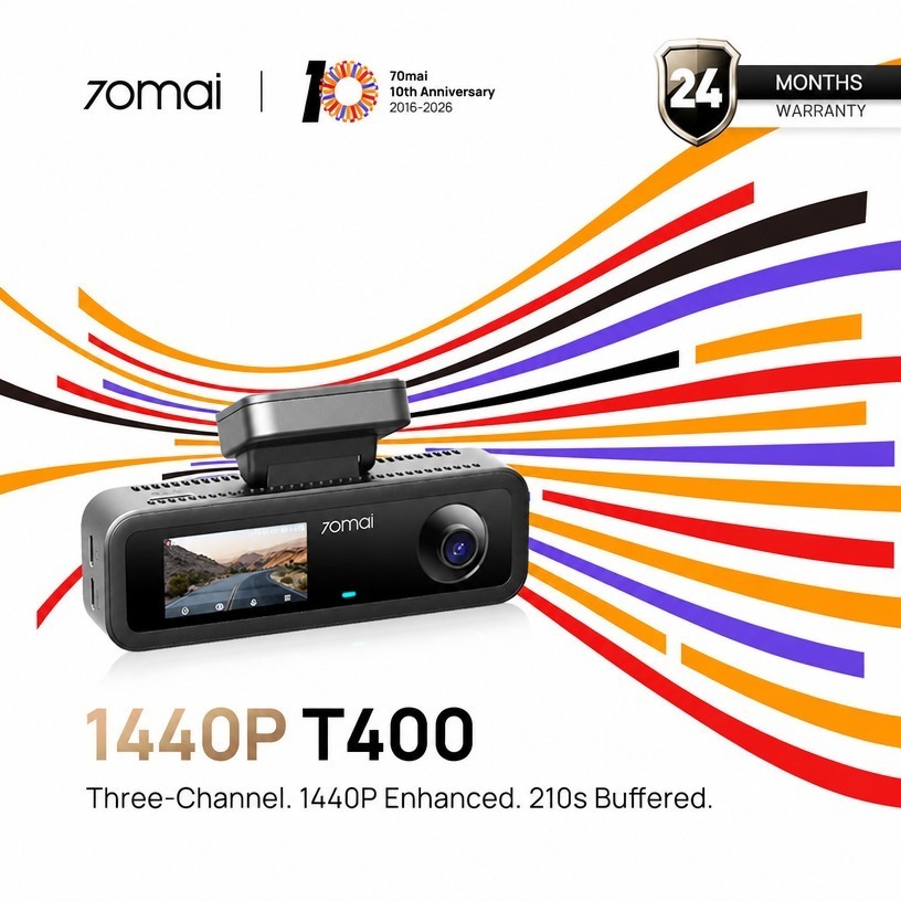 [2026 New]70mai Dash Cam T400 1440P HDR 3-Channel 360° Rotatable Car ...