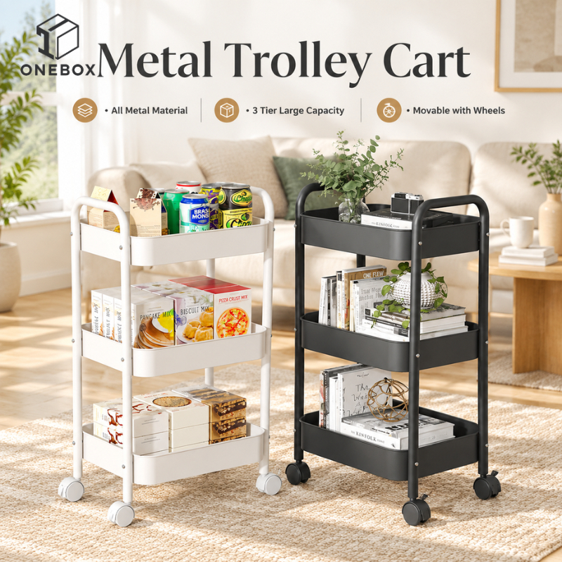 Metal Trolley Cart with Wheels Multi-layer Storage Rack Kitchen Storage ...