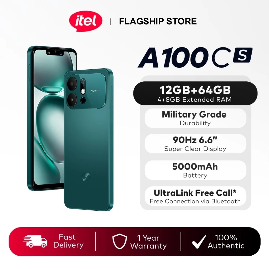 itel A100Cs Smartphone 12GB RAM (4GB+8GB Extended) 64GB ROM 6.6
