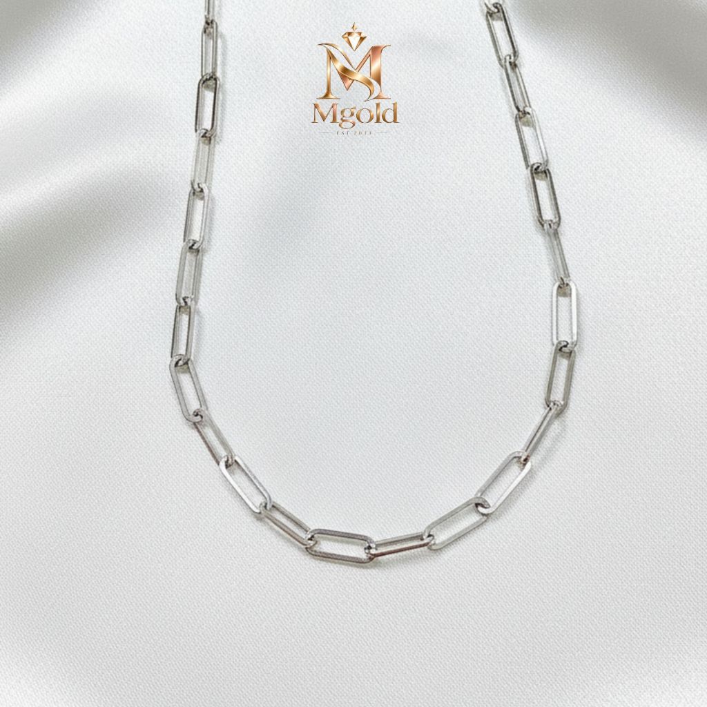 MGOLD WG Macro Paper Clip Chain Necklace | 18K Saudi Gold (Pawnable ...