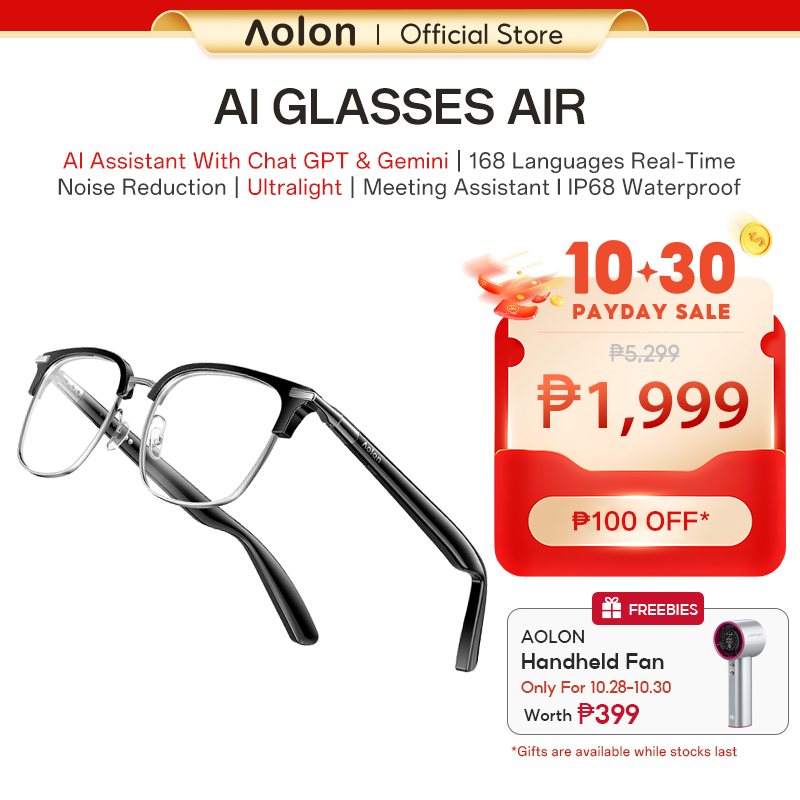 Aolon AI Smart Glasses AIR With ChatGPT &Gemini 168-Language Real-Time ...