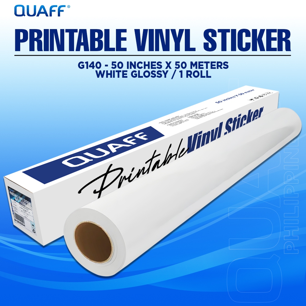 Quaff G140 Printable Sticker Vinyl 50inches x 50meters White Glossy for ...