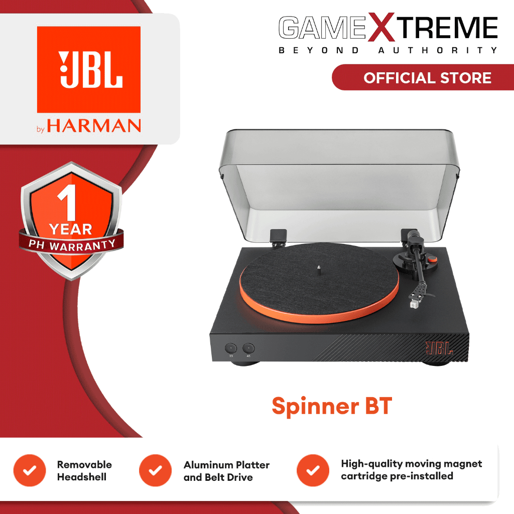 JBL Spinner BT Turntable Manual Two-Speed Turntable with Bluetooth ...