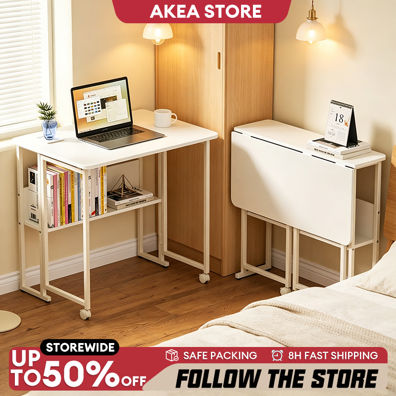 Folding Study table Removable Computer Table 2Layer With Wheels ...