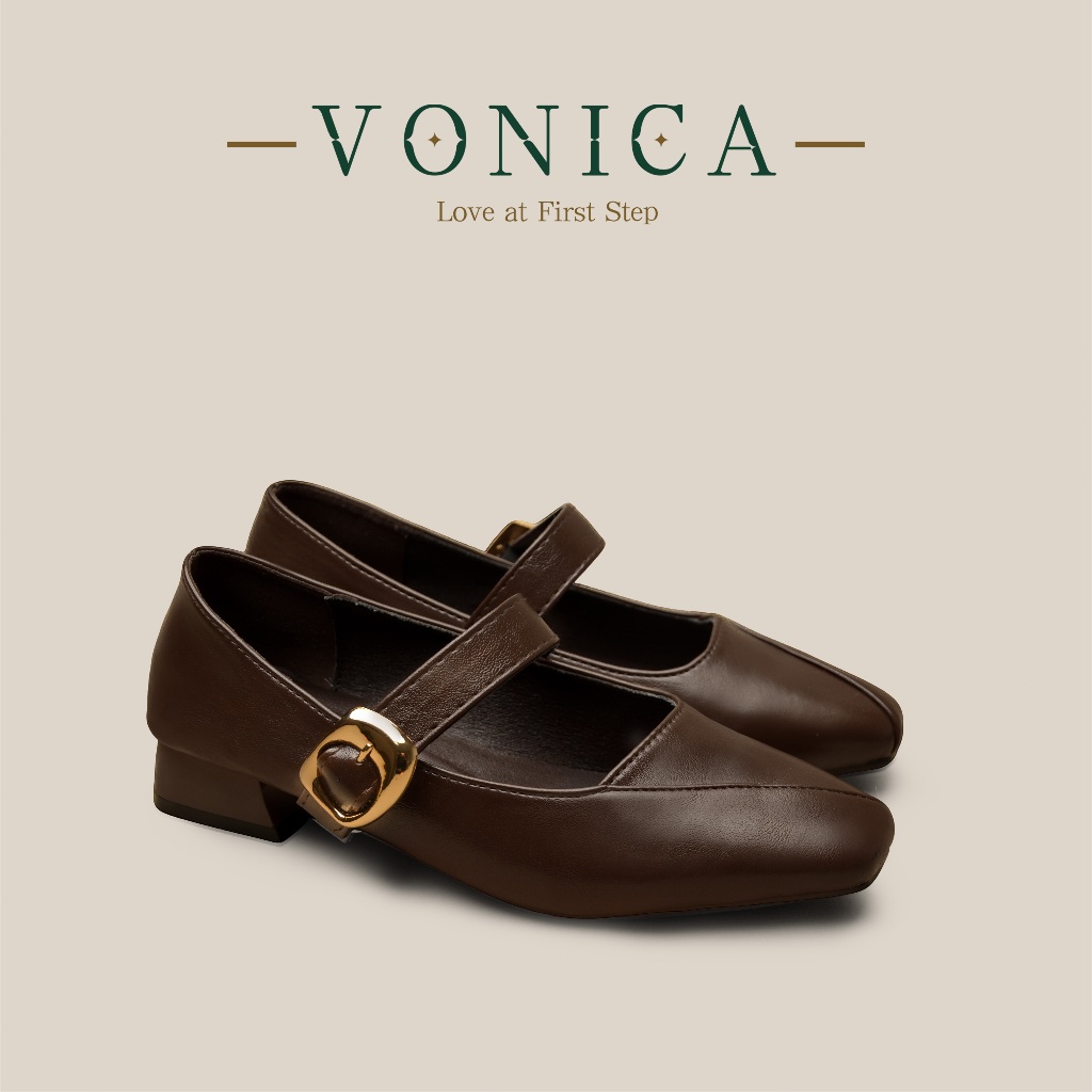 VONICA Office for Graduation Brown Black Mary Jane Shoes with Block ...