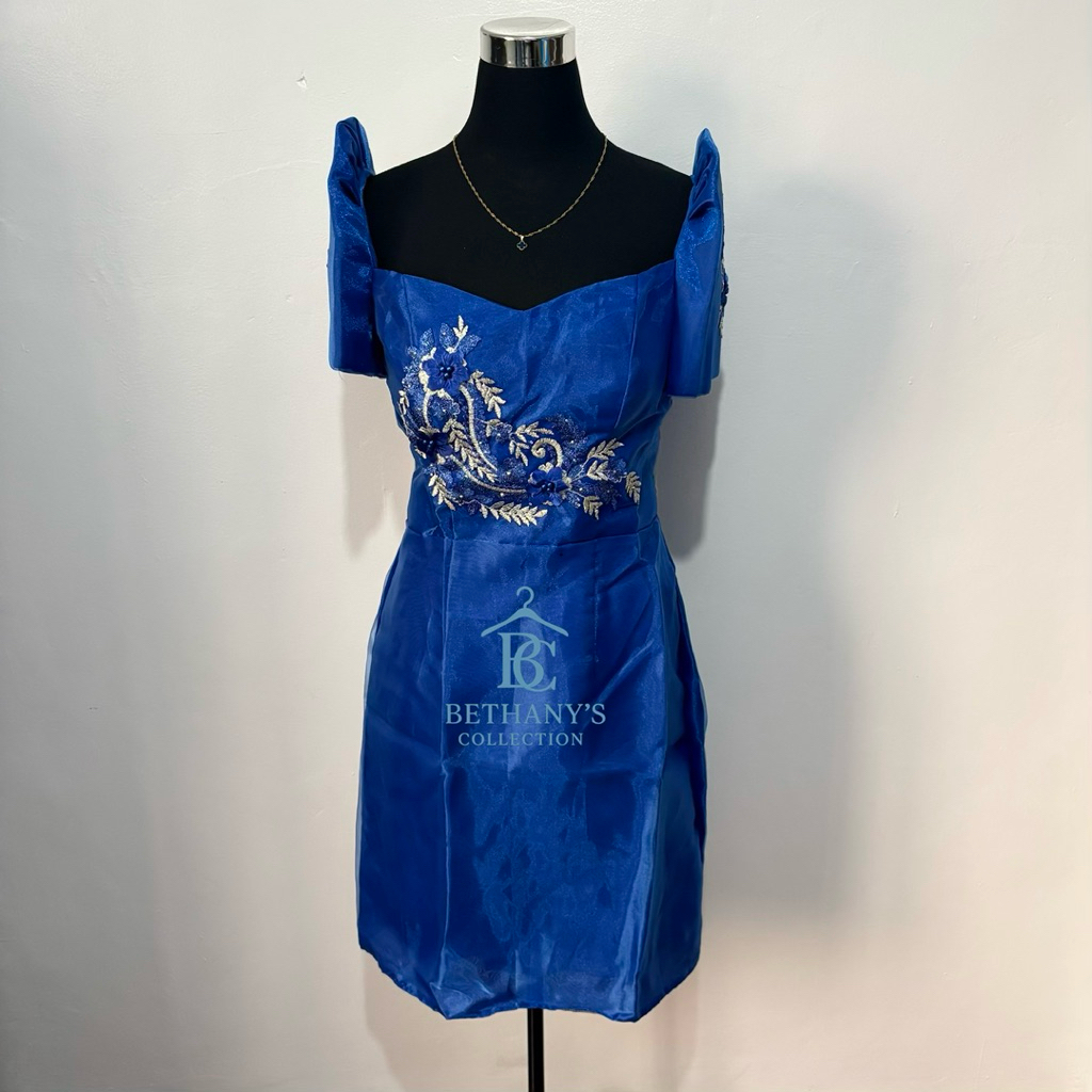 ROYAL BLUE FILIPINIANA DRESS MIDI - LACED | Shopee Philippines