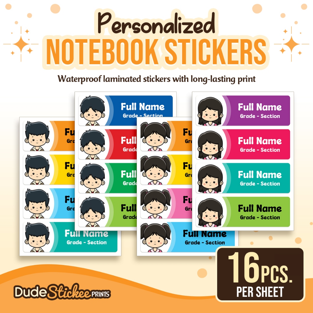 Personalized Notebook Stickers (16pcs) | Shopee Philippines