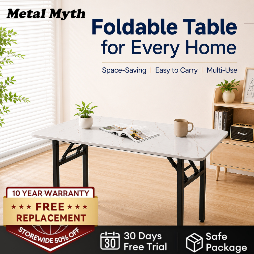 Foldable Table 120x60cm Heavy Duty Computer Study Dining Desk No ...