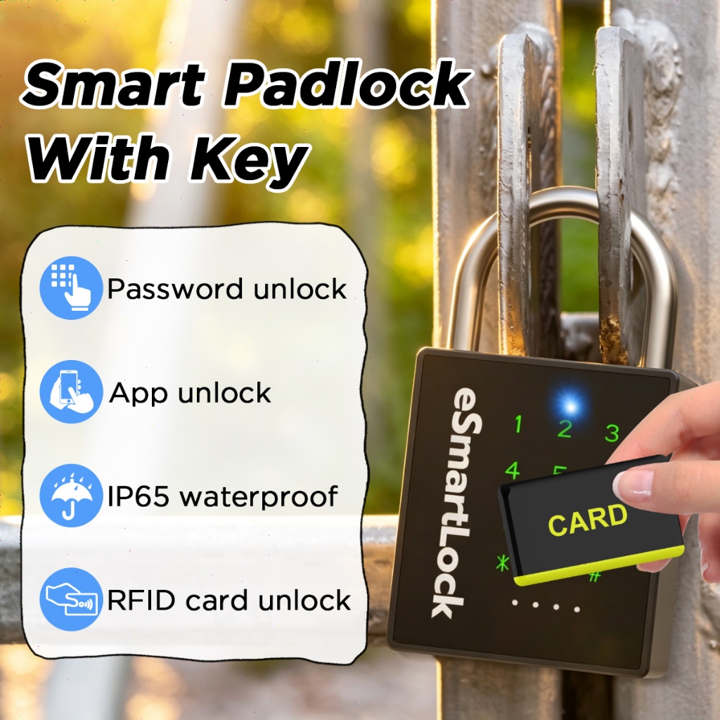 Smart Padlock with Key, Heavy Duty Combination Padlock, RFID Pad Lock ...