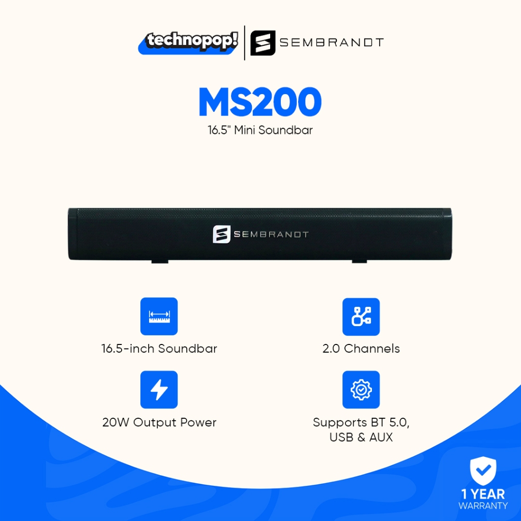 SEMBRANDT MS200 16.5 Inch Mini Soundbar - Technopop PH | Shopee Philippines