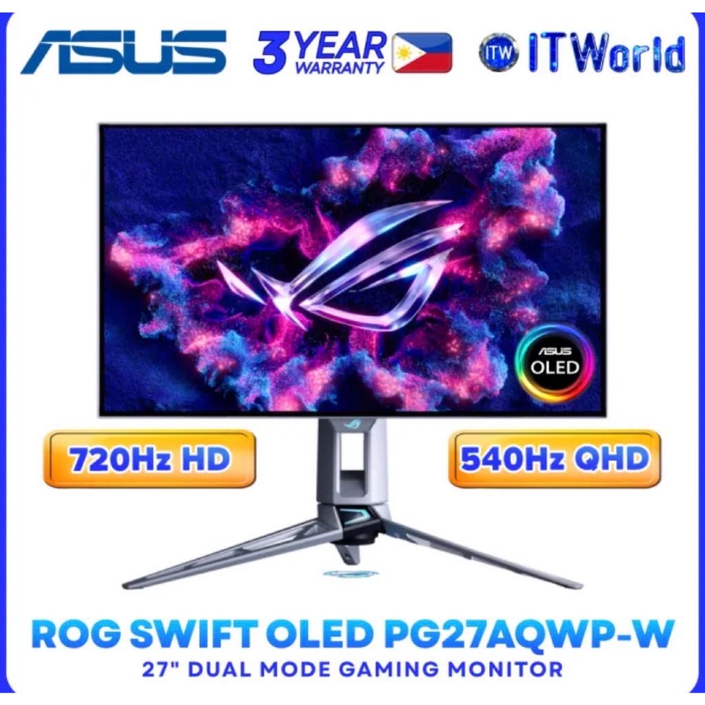 ASUS ROG Swift OLED PG27AQWP-W – 27” Dual Mode - QHD 540Hz, HD 720Hz ...
