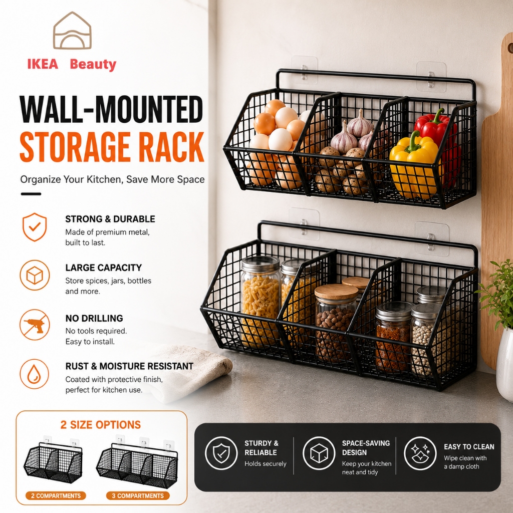 Upgraded Wall Mounted Condiments Organizer Rack Kitchen Spice Storage ...