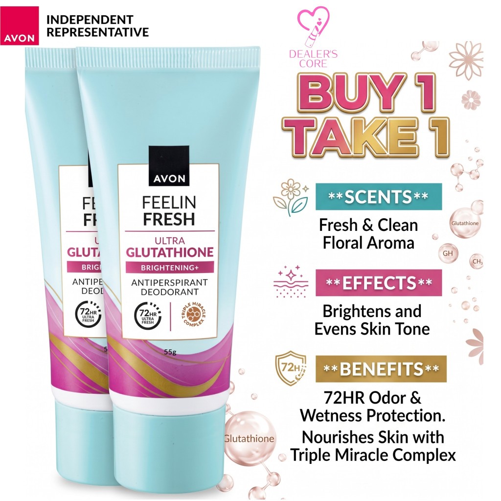 BUY 1 TAKE 1 Avon Feelin Fresh ULTRA GLUTA 55g Anti-Perspirant Deodorant  Cream - 24HR Dry & White | Shopee Philippines