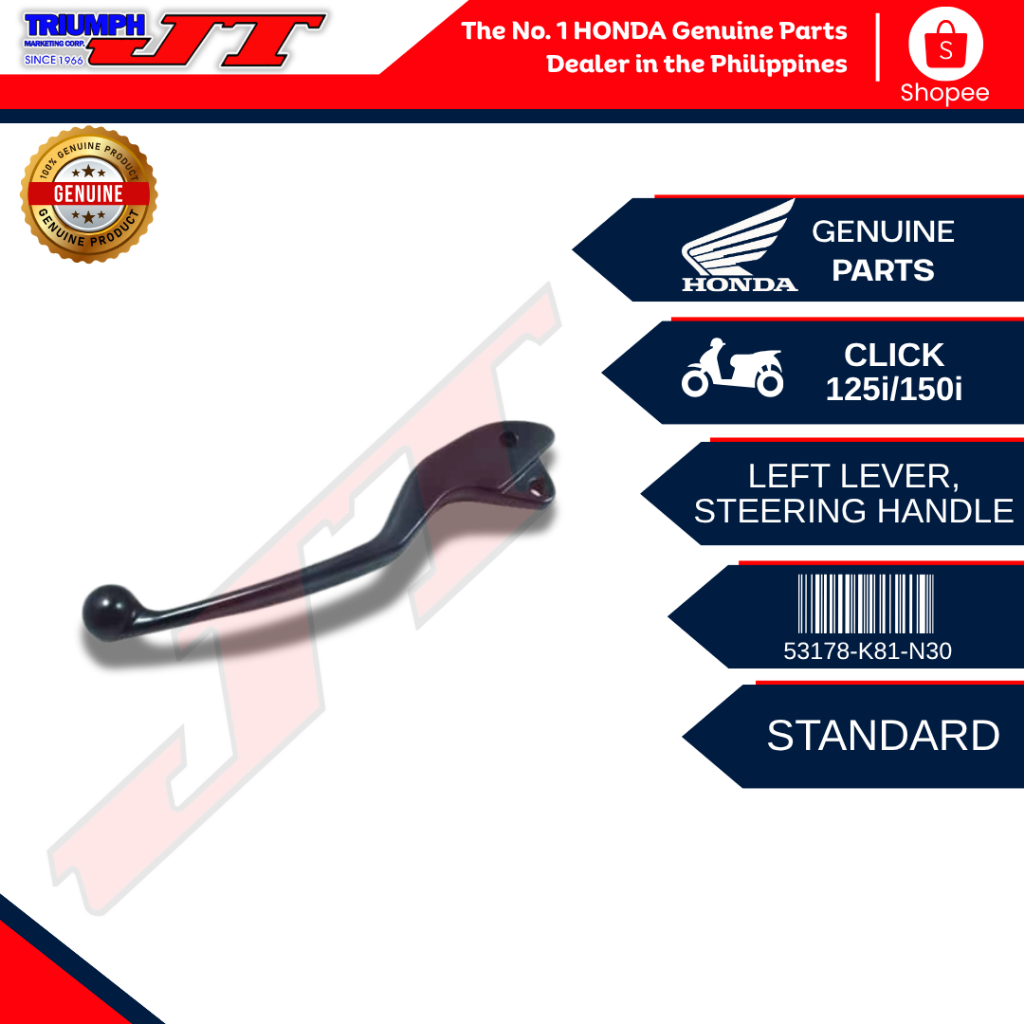 HONDA GENUINE CLICK 125i/150i, LEFT LEVER STEERING HAND (53178-K81-N30 ...