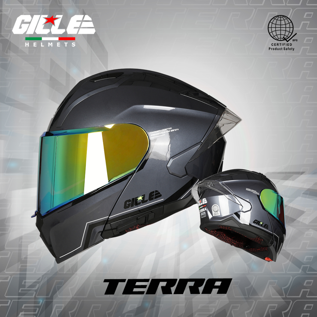 GILLE 2027 TERRA Mono Color Dual Visor Modular Motorcycle Helmet ...
