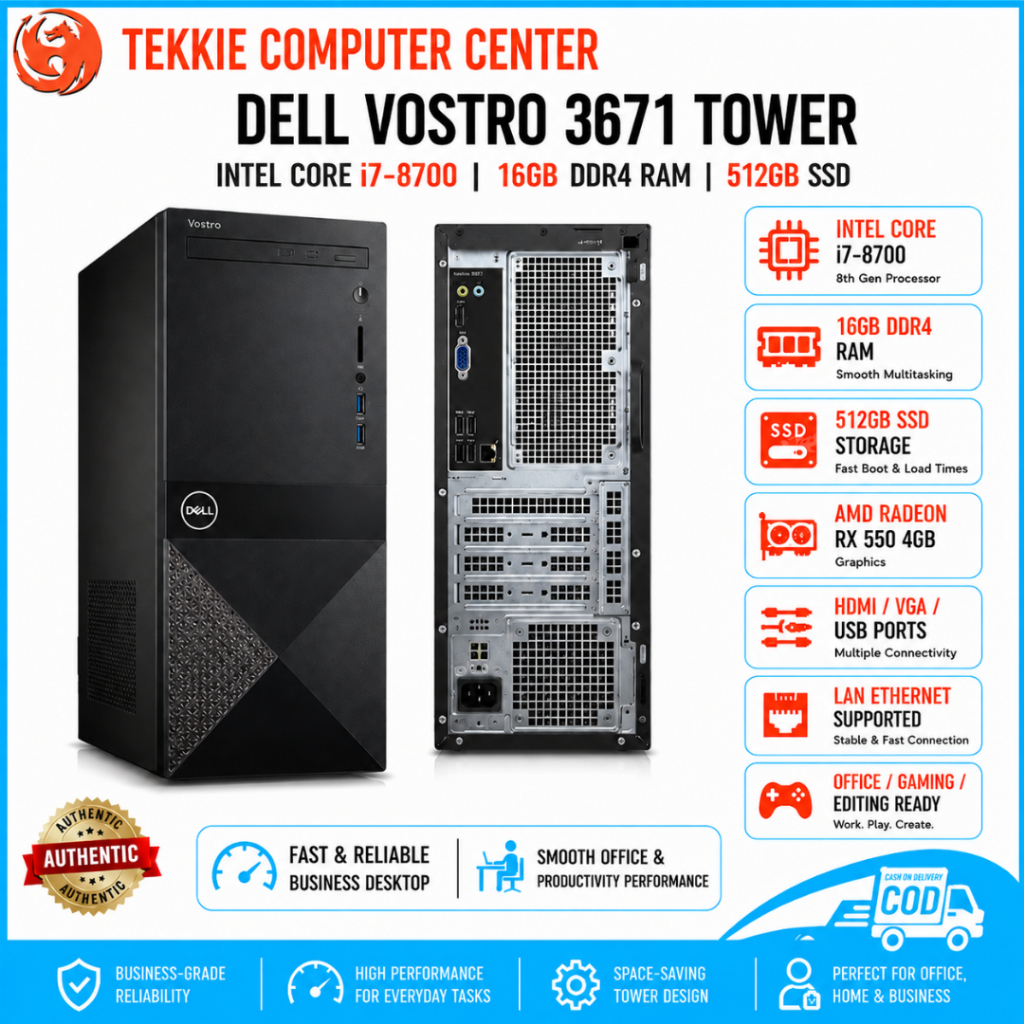 Dell Vostro Desktop PC 3671 | i7-8700 D | 16GB RAM | 512GB SSD | RX 550 ...