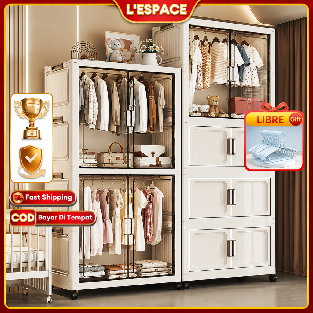 Plastic Aparador Portable Large Wardrobe with Hanger Rod Waterproof ...