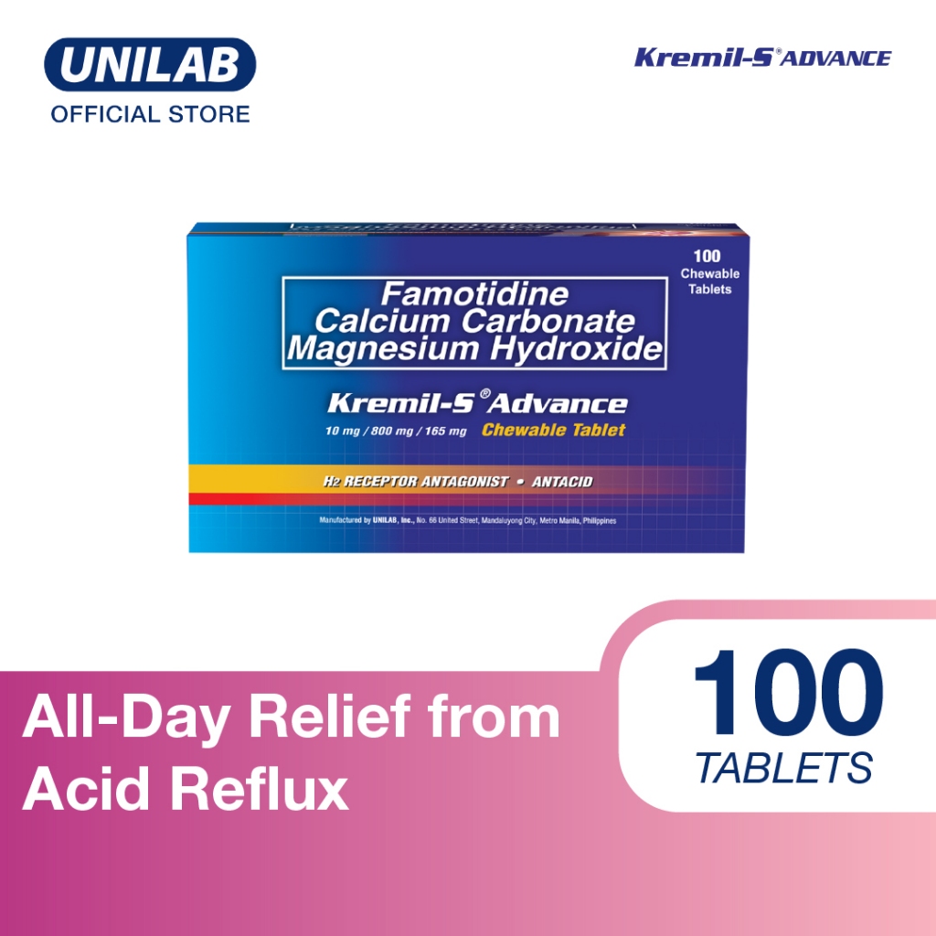 Unilab Kremil-S Advance Antacid 100 Tablets - For All-Day Relief for ...