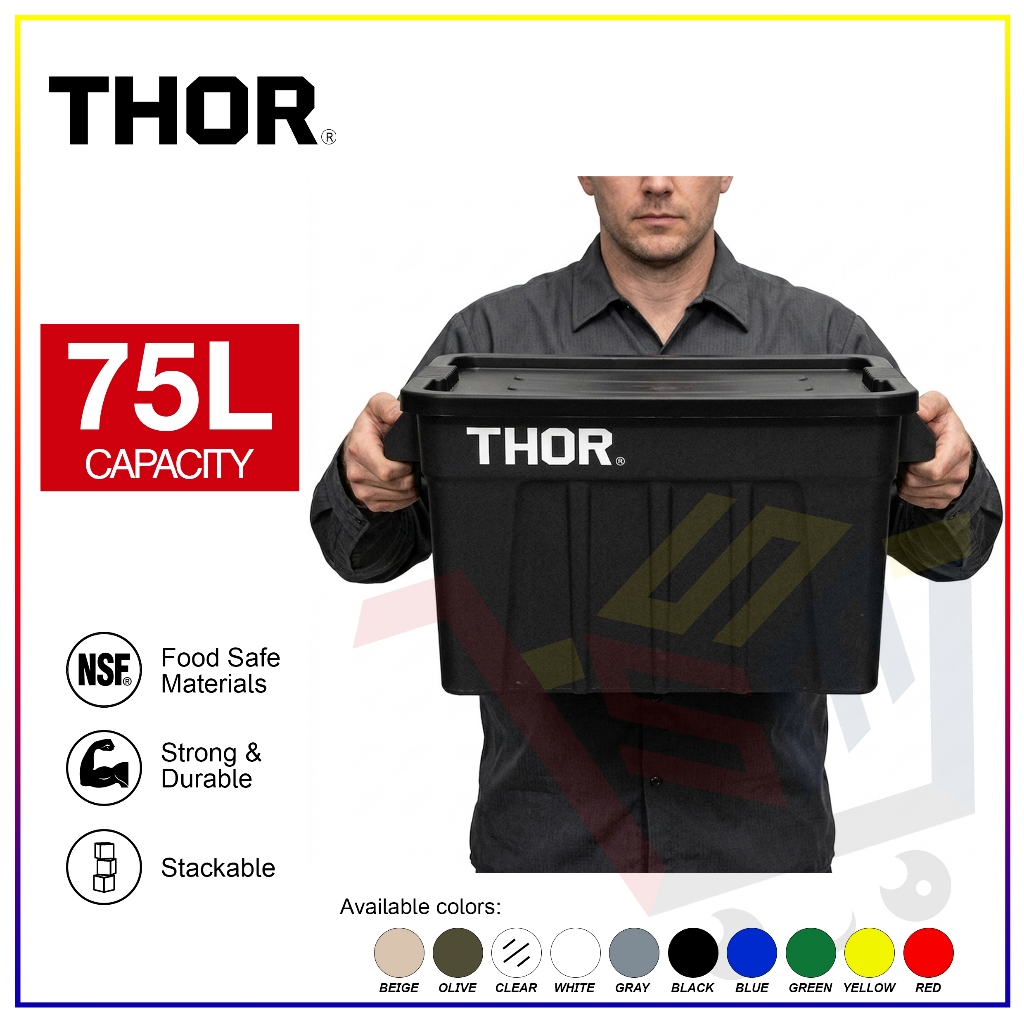THOR® 75L Storage Box with Lid/Container Box/Stackable Storage Box