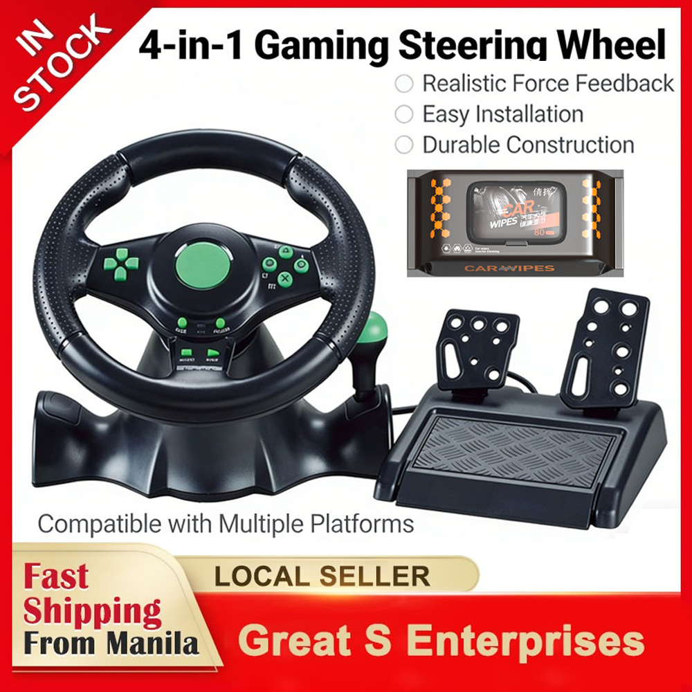 GSE 4-in-1 PC Racing Wheel 180° Game Steering Wheel with Pedal for XBOX ...