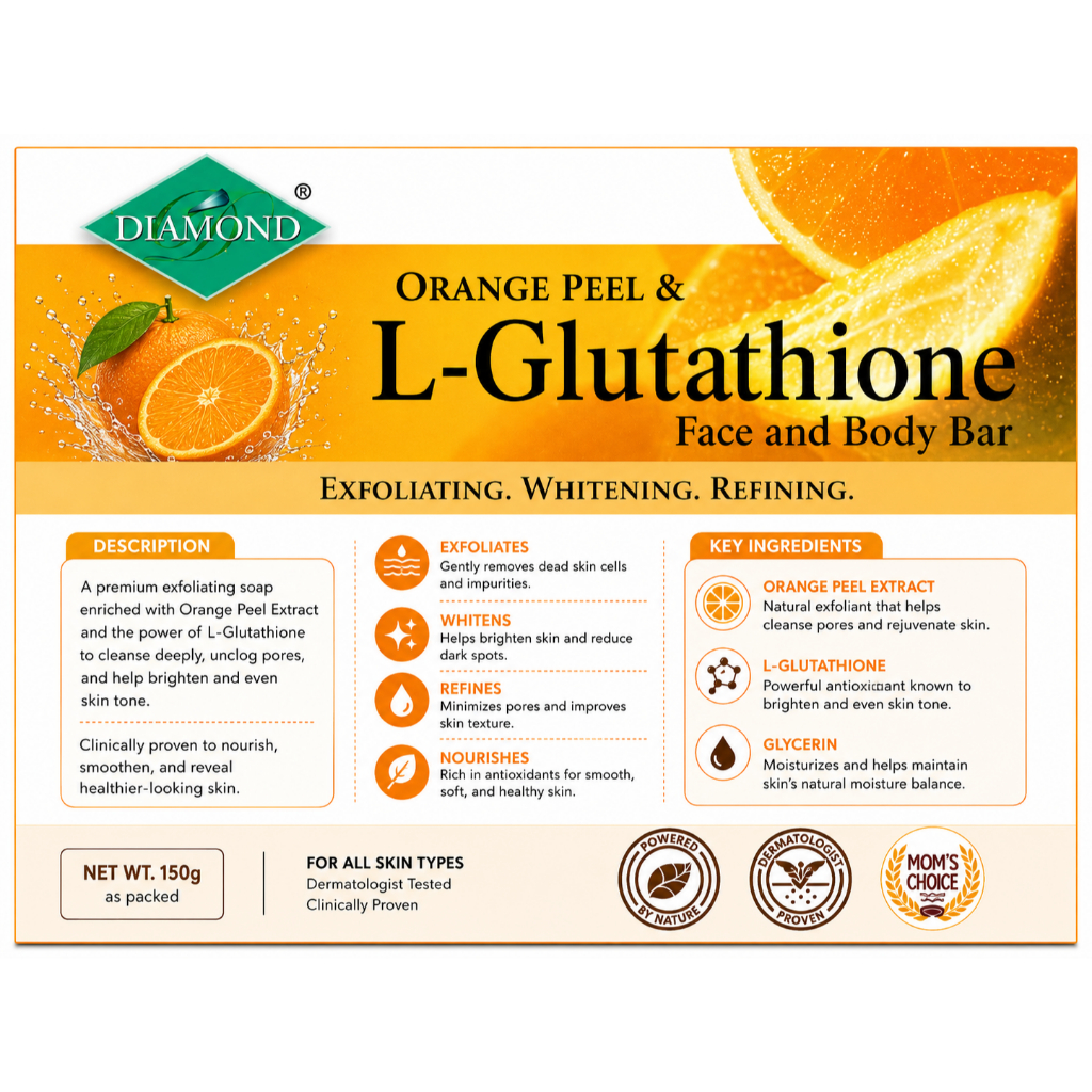 orange peel glutathione soap Diamond & L-Glutathione Face & Body Bar diamond orange peel and l