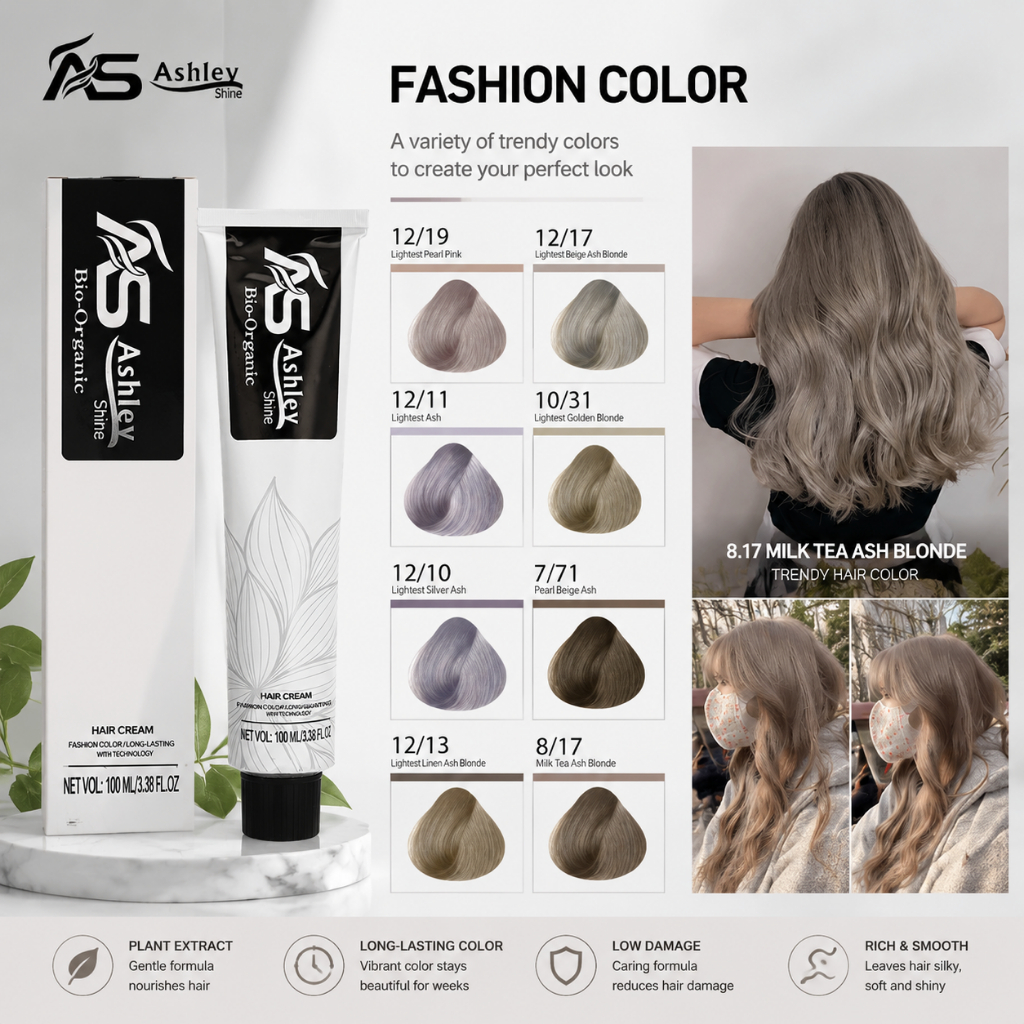 Ashley Shine Bio-Organic Hair Color Cream ( Ash, Ash blonde, Ash gray ...