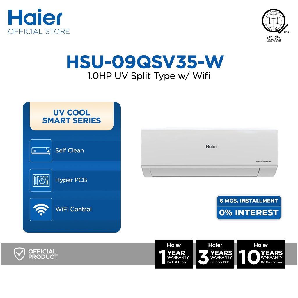 [NEW] Haier HSU-09QSV35-W 1.0 HP Inverter Plus Split Type Aircon AI Eco ...