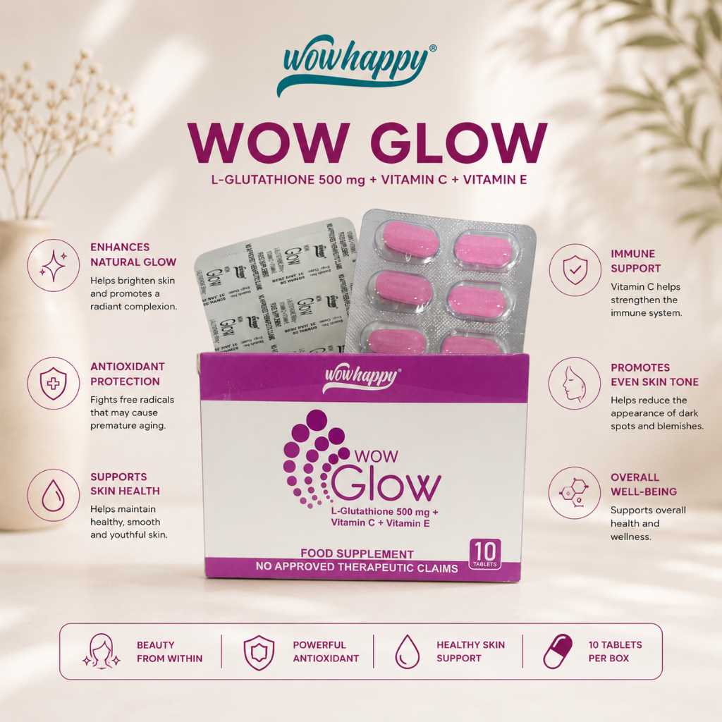 Wowhappy WOW GLOW GLUTATHIONE Tablets with Vitamin C & E, Biotin, ALA, Grapeseed, L-Lysine [ FDA ✓ ]