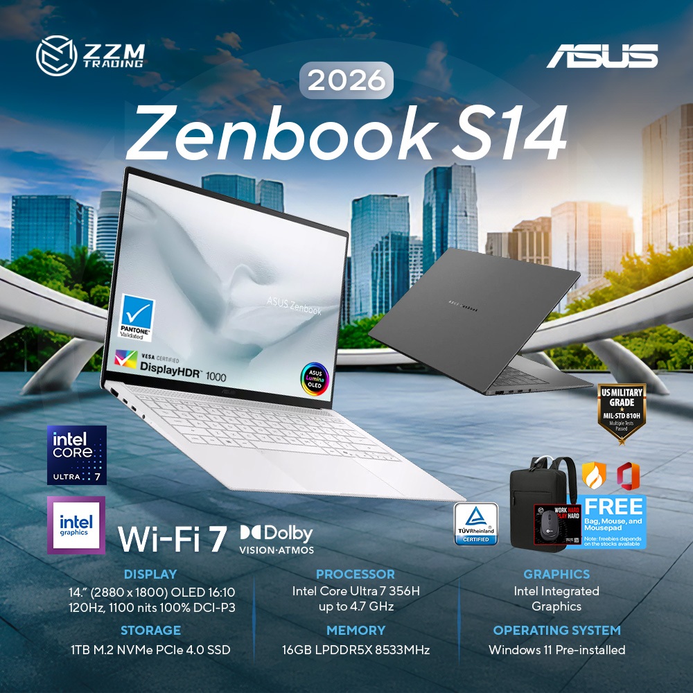 ASUS ZenBook S14 2024-2026 Ultra 5 /Ultra 7 Intel Arc GPU 14