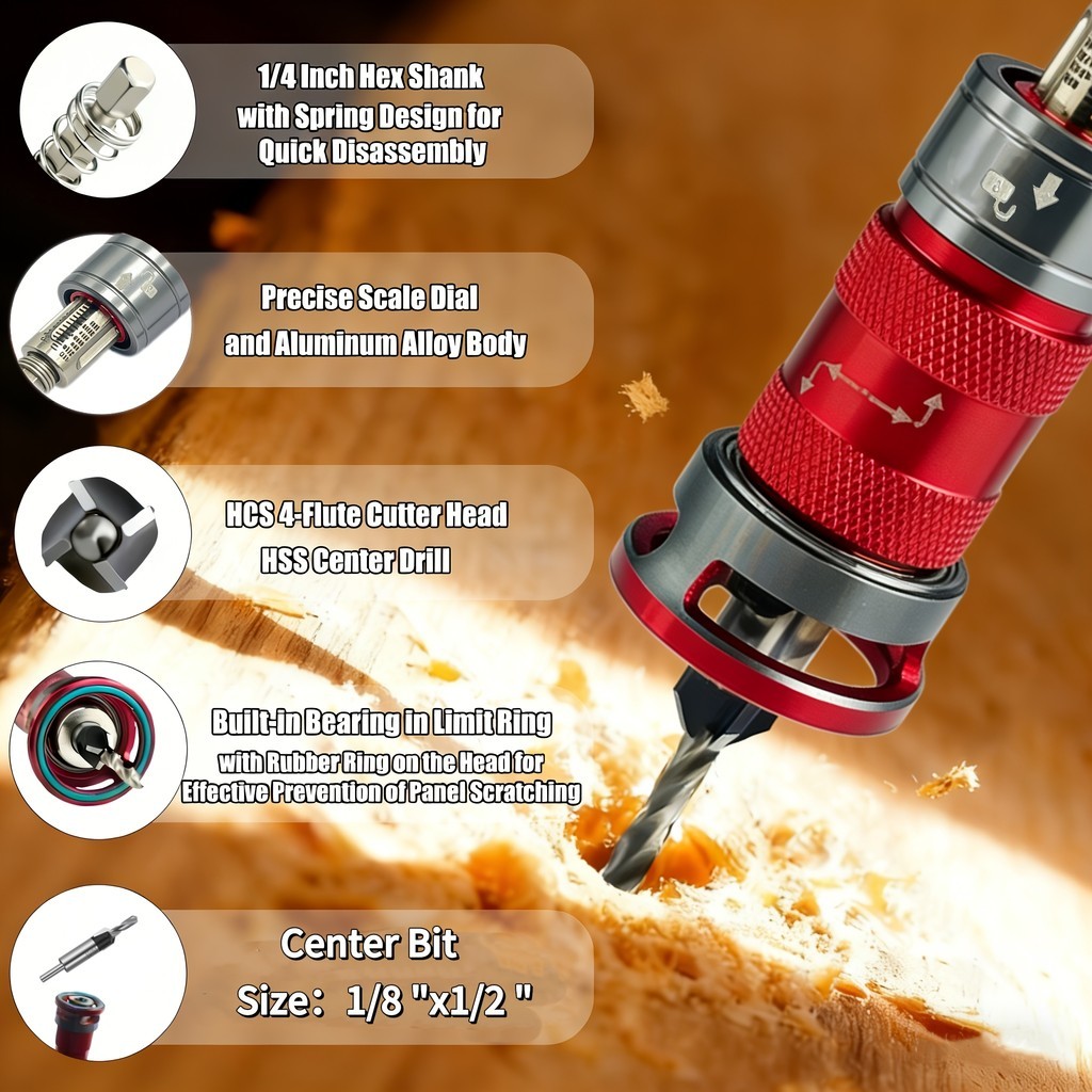 Adjustable Counterbore Drill Bit 1/4