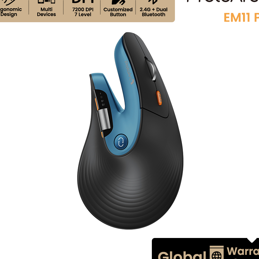 ProtoArc EM11 Pro Ergonomic Mouse 58° Ergonomic Vertical Up to 7200 DPI ...