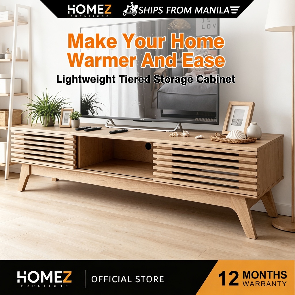 HOMEZ Natural Modern Simple Wooden TV Console Cabinet Storage ...