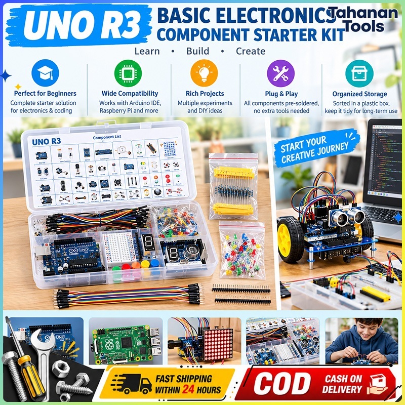 basic electronics component starter kit compatible with uno r3 beginner ...